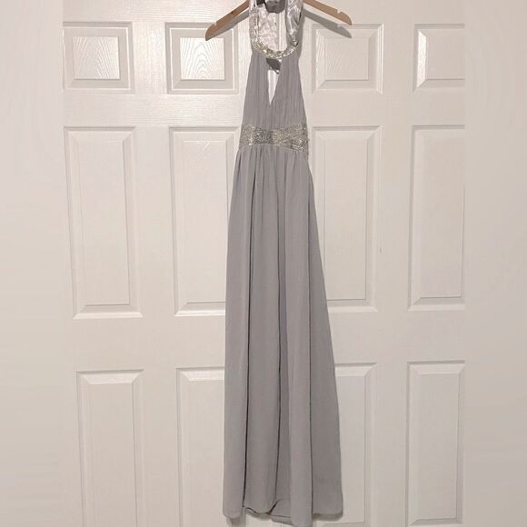 NEW Lulu’s Days Gown By Grey Beaded Maxi Dress NWT - Picture 7 of 7